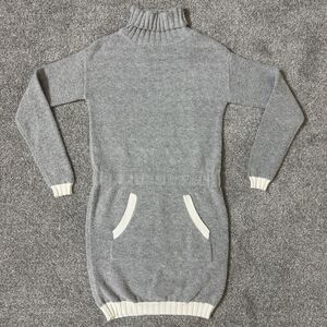 ASOS Sweater Dress Womens UK 8 US 4 Gray Cream Turtleneck Knit Longline Pockets